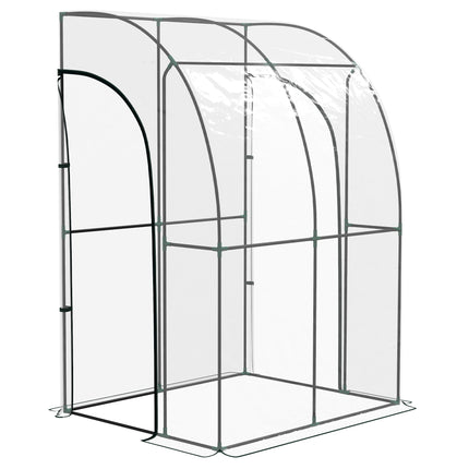 143cm x 118cm Walk-In Lean To Greenhouse with Accessories - Clear Green
