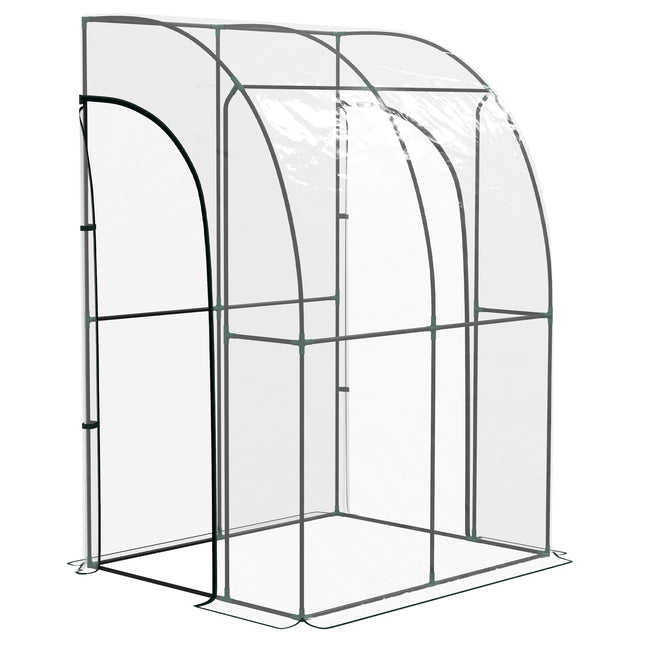 143cm x 118cm Walk-In Lean To Greenhouse with Accessories - Clear Green