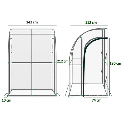 143cm x 118cm Walk-In Lean To Greenhouse with Accessories - Clear Green