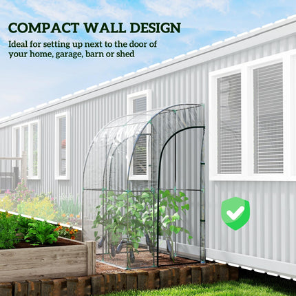 143cm x 118cm Walk-In Lean To Greenhouse with Accessories - Clear Green