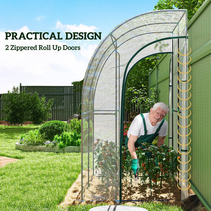 143cm x 118cm Walk-In Lean To Greenhouse with Accessories - Clear Green