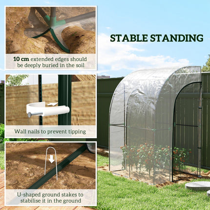 143cm x 118cm Walk-In Lean To Greenhouse with Accessories - Clear Green