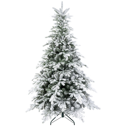 5ft Bushy Snow-Flocked Artificial Christmas Tree with Warm White LED Lights - Green