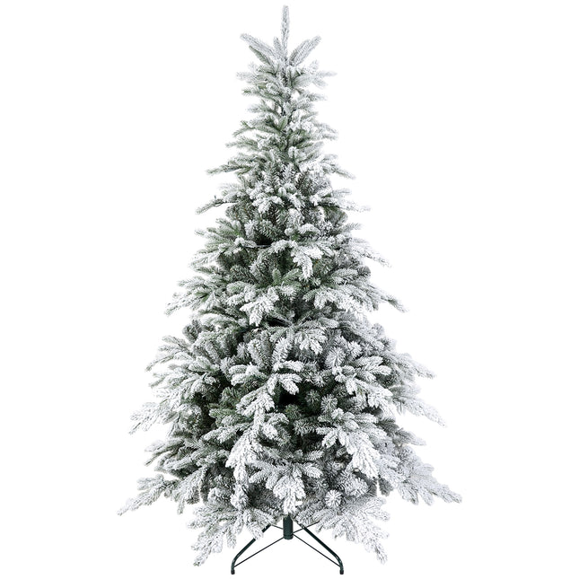 5ft Bushy Snow-Flocked Artificial Christmas Tree with Warm White LED Lights - Green