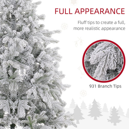 5ft Bushy Snow-Flocked Artificial Christmas Tree with Warm White LED Lights - Green