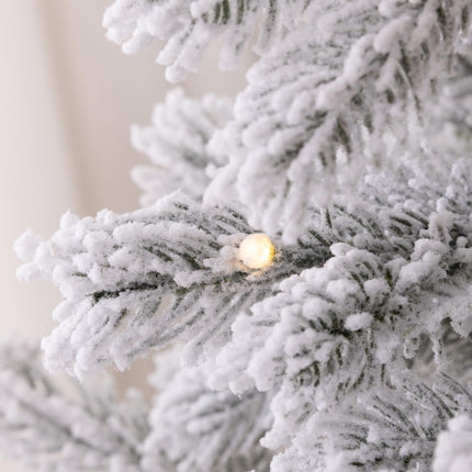 5ft Bushy Snow-Flocked Artificial Christmas Tree with Warm White LED Lights - Green