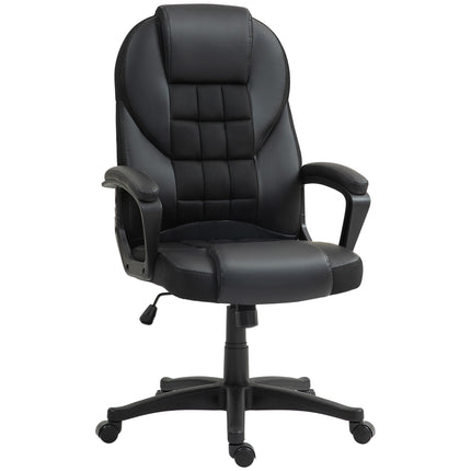 Adjustable Faux Leather Executive Office Chair with Swivel and Tilt - Black