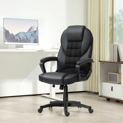 Adjustable Faux Leather Executive Office Chair with Swivel and Tilt - Black