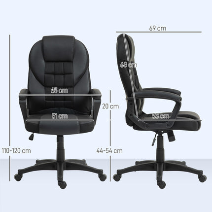 Adjustable Faux Leather Executive Office Chair with Swivel and Tilt - Black