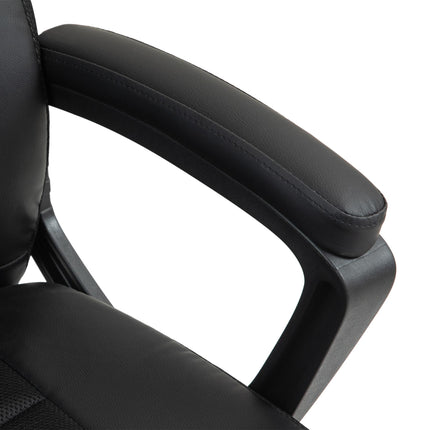 Adjustable Faux Leather Executive Office Chair with Swivel and Tilt - Black