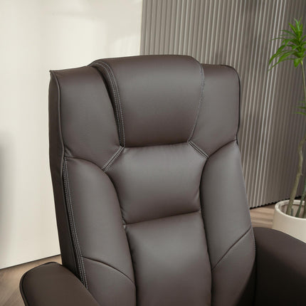 Manual Recliner Chair and Footstool Set with 135° Recline - Brown Faux Leather