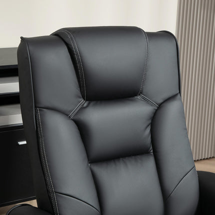 Manual Faux Leather Recliner Chair and Footstool Set - Black