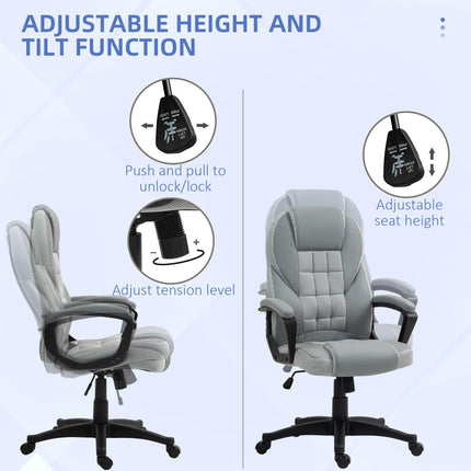 Faux Leather Executive Office Chair with Adjustable Height and Tilt - Grey