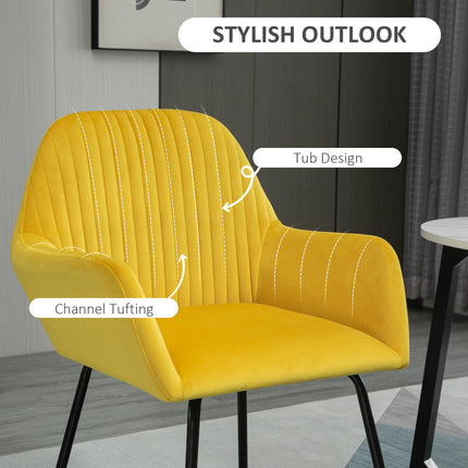 Modern Dining Furniture Set with Round Table and Accent Armchair Black and Yellow