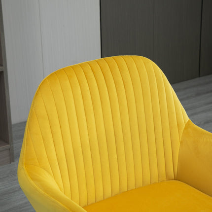 Modern Dining Furniture Set with Round Table and Accent Armchair Black and Yellow
