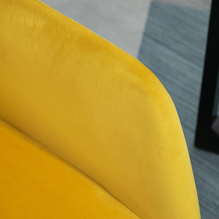 Modern Dining Furniture Set with Round Table and Accent Armchair Black and Yellow