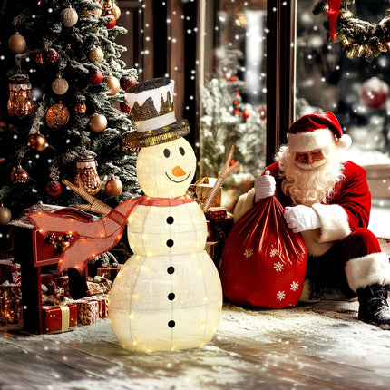 3ft 78 LED Outdoor Snowman Decoration with Accessories - White