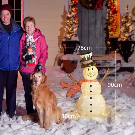 3ft 78 LED Outdoor Snowman Decoration with Accessories - White