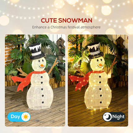 3ft 78 LED Outdoor Snowman Decoration with Accessories - White