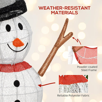 3ft 78 LED Outdoor Snowman Decoration with Accessories - White