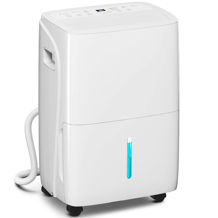 30L/Day Home Dehumidifier with Auto-Clean Filter, Continuous Drainage, 4L Tank, Digital Humidity Display, 24H Timer - White