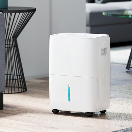 30L/Day Home Dehumidifier with Auto-Clean Filter, Continuous Drainage, 4L Tank, Digital Humidity Display, 24H Timer - White