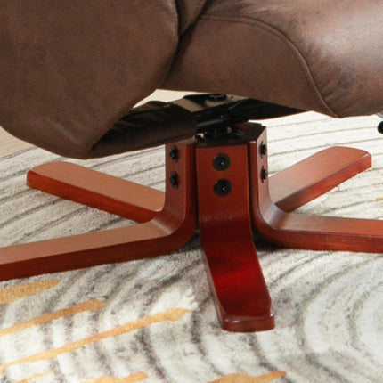 Manual Recliner Chair and Footstool Set with Faux Microfibre Leather - Dark Brown