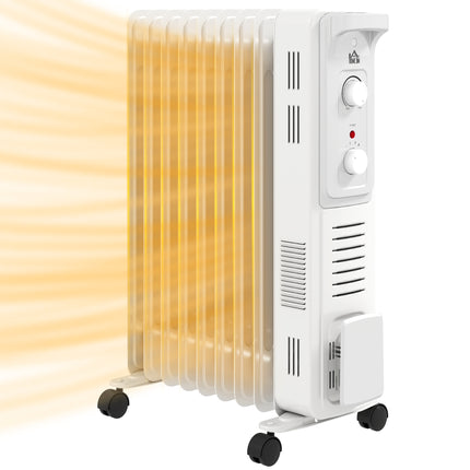 2000W Quiet Oil Filled Radiator, 9 Fin Energy Efficient Portable Electric Heater