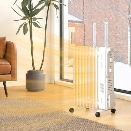 2000W Quiet Oil Filled Radiator, 9 Fin Energy Efficient Portable Electric Heater