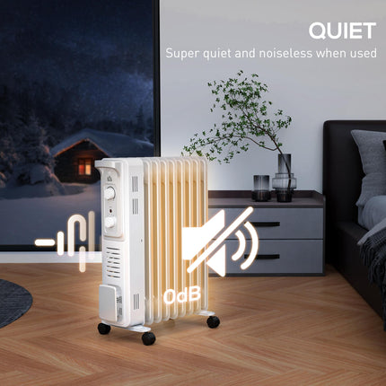 2000W Quiet Oil Filled Radiator, 9 Fin Energy Efficient Portable Electric Heater