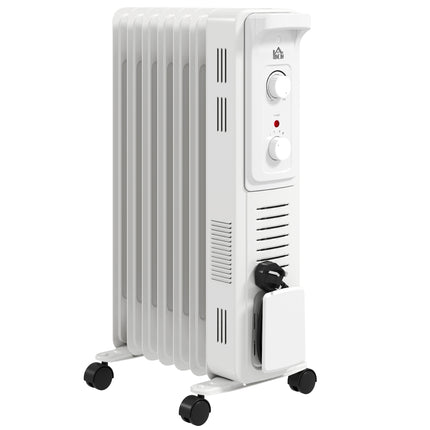 1500W Quiet Oil Filled Radiator, 7 Fin Energy Efficient Portable Electric Heater