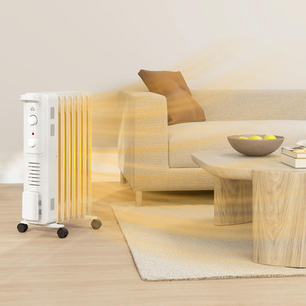 1500W Quiet Oil Filled Radiator, 7 Fin Energy Efficient Portable Electric Heater