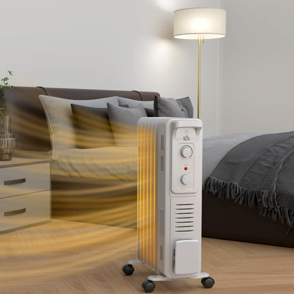 1500W Quiet Oil Filled Radiator, 7 Fin Energy Efficient Portable Electric Heater
