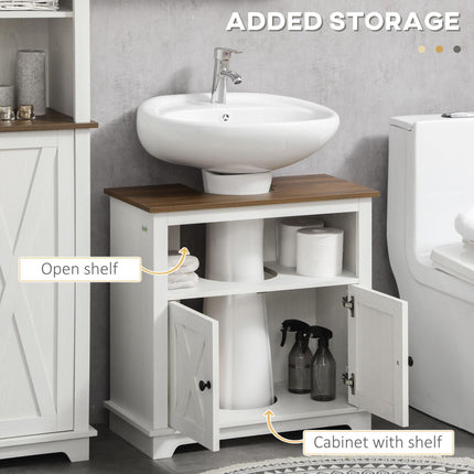 2 Piece Bathroom Furniture Set, Tall Bathroom Cabinet with Adjustable Shelves, U