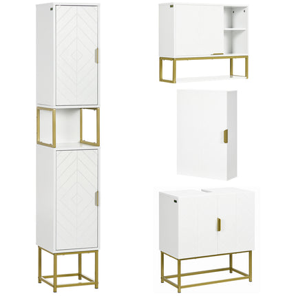 4 Piece Bathroom Furniture Set, Freestanding Tall Bathroom Cabinet, Under Sink S