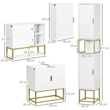 4 Piece Bathroom Furniture Set, Freestanding Tall Bathroom Cabinet, Under Sink S