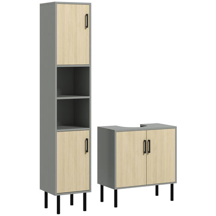 Bathroom Furniture Set with Doors, Tall Bathroom Cabinet with Adjustable Shelves