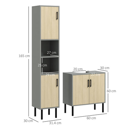Bathroom Furniture Set with Doors, Tall Bathroom Cabinet with Adjustable Shelves