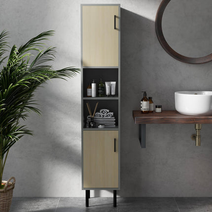 Bathroom Furniture Set with Doors, Tall Bathroom Cabinet with Adjustable Shelves