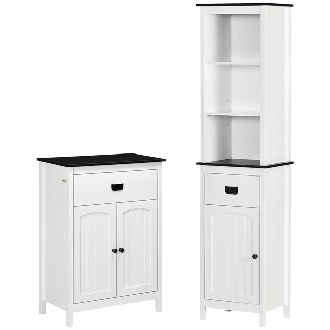 Bathroom Furniture Set, Bathroom Floor Cabinet with Drawer and Double Door, Tall