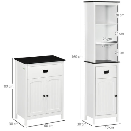 Bathroom Furniture Set, Bathroom Floor Cabinet with Drawer and Double Door, Tall