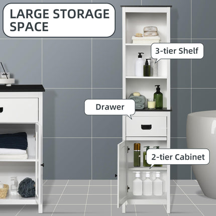 Bathroom Furniture Set, Bathroom Floor Cabinet with Drawer and Double Door, Tall
