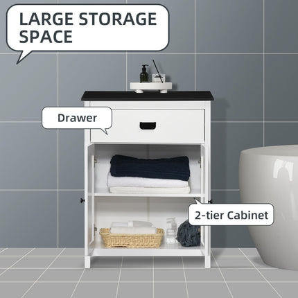 Bathroom Furniture Set, Bathroom Floor Cabinet with Drawer and Double Door, Tall