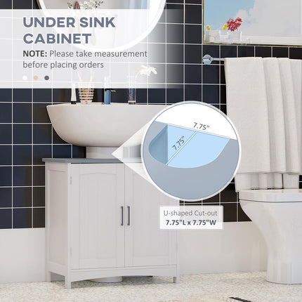 Bathroom Furniture Set with Adjustable Shelves, Tall Storage Cabinet, Floor Cabinet & Pedestal Sink Cabinet - White