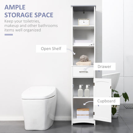 Bathroom Furniture Set with Adjustable Shelves, Tall Storage Cabinet, Floor Cabinet & Pedestal Sink Cabinet - White