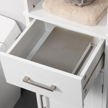 Bathroom Furniture Set with Adjustable Shelves, Tall Storage Cabinet, Floor Cabinet & Pedestal Sink Cabinet - White