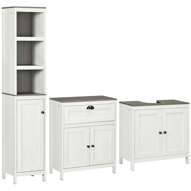 6-Tier Bathroom Furniture Set with Adjustable Shelves, Tall Storage & Floor Cabinet with Drawer - Antique White