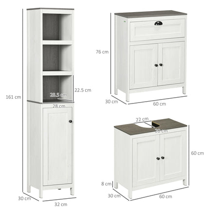 6-Tier Bathroom Furniture Set with Adjustable Shelves, Tall Storage & Floor Cabinet with Drawer - Antique White