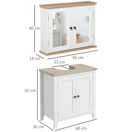 Bathroom Furniture Set, Mirror Cabinet Wall Mounted with Adjustable Shelf, Bathr