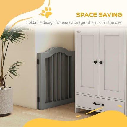 3 Panel Freestanding Dog Gate with Support Feet Safety Barrier - Light Grey
